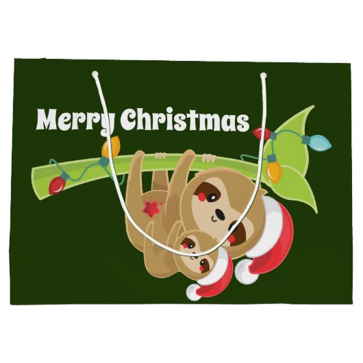 可愛いクリスマスの休日のスロートにメッセージを追加 ラージペーパーバッグ (裏面)