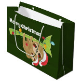 可愛いクリスマスの休日のスロートにメッセージを追加 ラージペーパーバッグ (正面アングル)