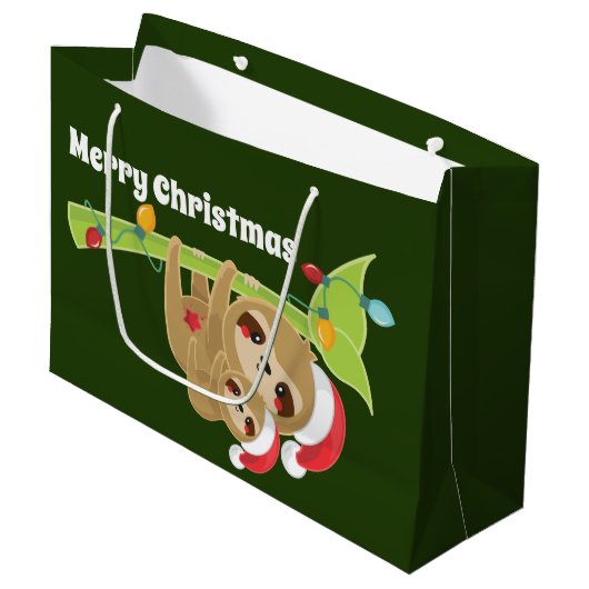 可愛いクリスマスの休日のスロートにメッセージを追加 ラージペーパーバッグ (正面アングル)