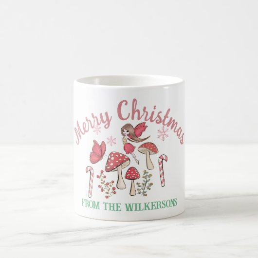 可愛いクリスマスの妖精とキノコ コーヒーマグカップ (中央)
