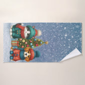 可愛いクリスマスの子犬&子猫 バスタオル (バスタオル)