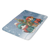 可愛いクリスマスの子犬&子猫 バスマット (アングル)