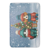 可愛いクリスマスの子犬&子猫 バスマット (正面縦)