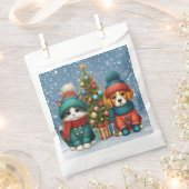 可愛いクリスマスの子犬&子猫 フェイバーバッグ (クリップ留めされた状態)