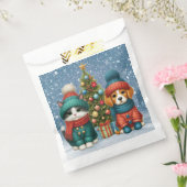 可愛いクリスマスの子犬&子猫 フェイバーバッグ (封をした状態)