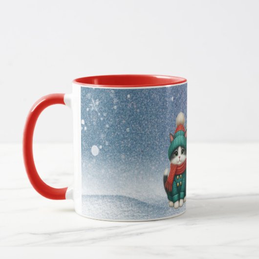 可愛いクリスマスの子犬&子猫 マグカップ (左)