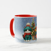 可愛いクリスマスの子犬&子猫 マグカップ (正面左)