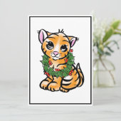 可愛いクリスマスの子猫タイガー シーズンカード (スタンド正面)