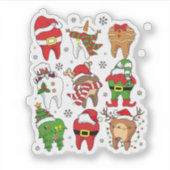 可愛いクリスマスの歯のキャラクター楽しいホリデー シール (正面)