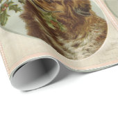 可愛いクリスマスの犬、葵、冬の花 ラッピングペーパー (ロールコーナー)