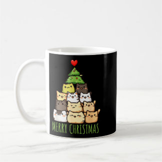 可愛いクリスマスの猫の愛のTシャツ _ かわいい猫のママ コーヒーマグカップ
