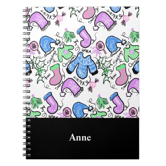 可愛いクリスマスの醜いセーターのドードルスワーズパターン ノートブック (正面)