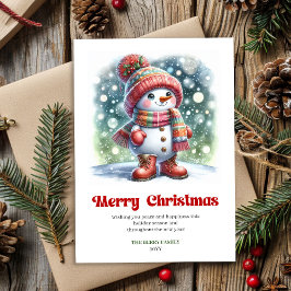 可愛いクリスマスの雪だるまのクラシックな子供向けグリーティングカード シーズンカード