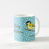 可愛いクリスマスの鳥シジュウカラと名前 コーヒーマグカップ (正面右)