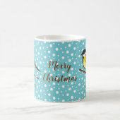 可愛いクリスマスの鳥シジュウカラと名前 コーヒーマグカップ (中央)