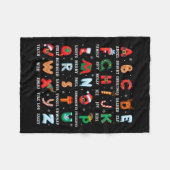 可愛いクリスマスアルファベット幼稚園プレスクール茶 フリースブランケット (正面(横))