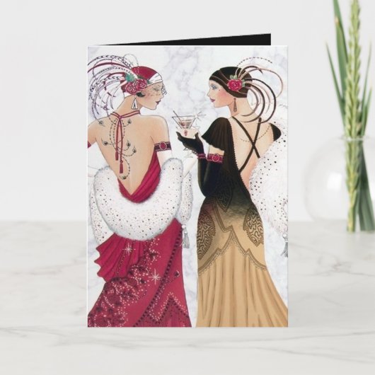 可愛いクリスマスアートデコレディースにメッセージを追加 シーズンカード (正面)