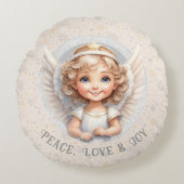 可愛いクリスマスエンジェル写真名丸まくら ラウンドクッション (正面)