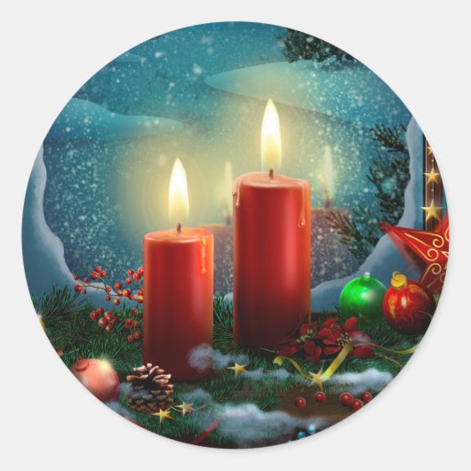 可愛いクリスマスカスタマイズギフトステッカー ラウンドシール (正面)