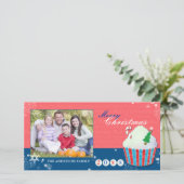 可愛いクリスマスカップケーキの休日の挨拶の写真 シーズンカード (スタンド正面)