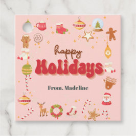 可愛いクリスマスキッズホリデーパーティーの招待 フェイバータグ