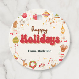 可愛いクリスマスキッズホリデーパーティーの招待 フェイバータグ