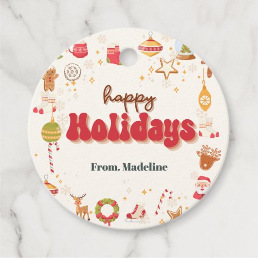 可愛いクリスマスキッズホリデーパーティーの招待 フェイバータグ (正面)