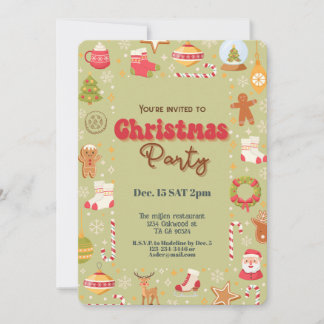 可愛いクリスマスキッズホリデーパーティーの招待 招待状