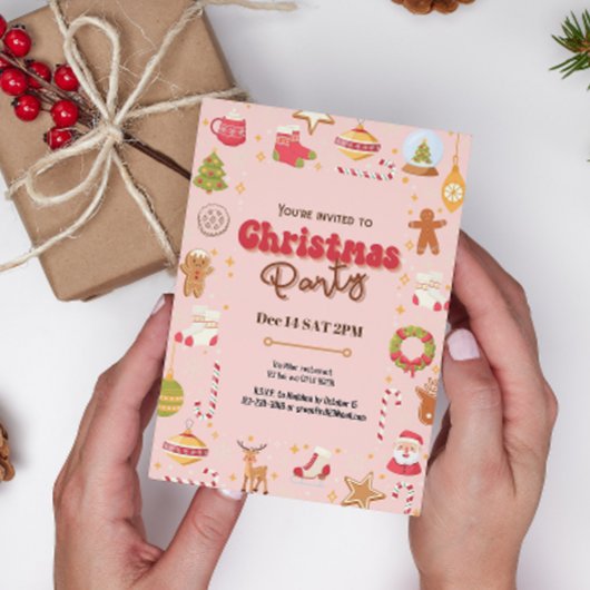 可愛いクリスマスキッズホリデーパーティーの招待 招待状