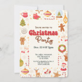 可愛いクリスマスキッズホリデーパーティーの招待 招待状 (正面)