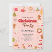 可愛いクリスマスキッズホリデーパーティーの招待 招待状 (正面)