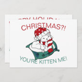 可愛いクリスマスキットンイラストレーションフォトカード (正面/裏面)