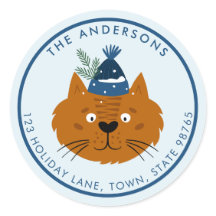 可愛いクリスマスキャット入りブルーニット帽子カスタマイズ