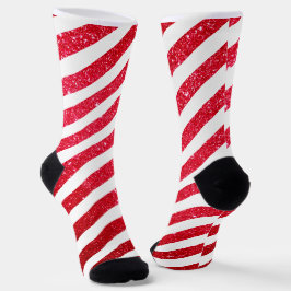 可愛いクリスマスキャンディーグリッター剥ぎパターン ソックス