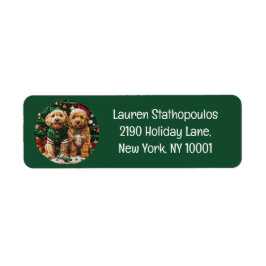 可愛いクリスマスゴルデンドルパピードッグ ラベル