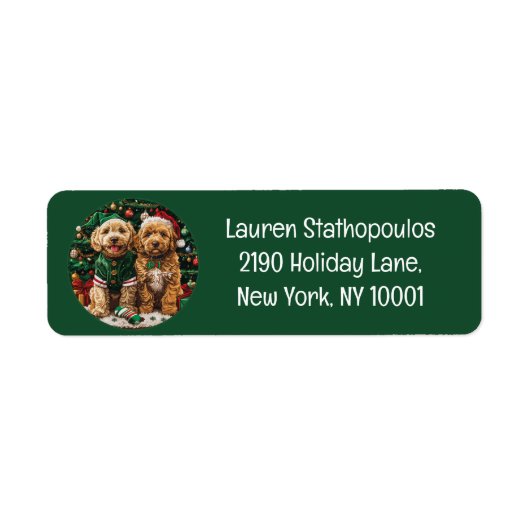 可愛いクリスマスゴルデンドルパピードッグ ラベル (正面)