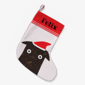 可愛いクリスマスサンタ猫アニメパーソナライズされた- スモールクリスマスストッキング (正面 (吊り時))