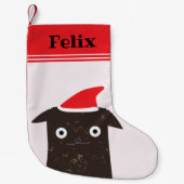 可愛いクリスマスサンタ猫アニメパーソナライズされた- スモールクリスマスストッキング (正面)