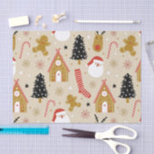 可愛いクリスマスシンボルパターン 薄葉紙 (クラフト)