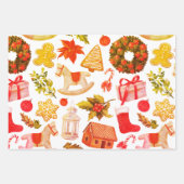 可愛いクリスマスシンボル ラッピングペーパーシート (正面2)