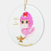 可愛いクリスマスジニーと魔法のランプ セラミックオーナメント (左)