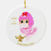 可愛いクリスマスジニーと魔法のランプ セラミックオーナメント (裏面)