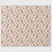 可愛いクリスマスジンジャーブレッドマン柄 ラッピングペーパー (フラット)