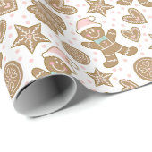 可愛いクリスマスジンジャーブレッドマン柄 ラッピングペーパー (ロールコーナー)