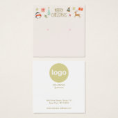 可愛いクリスマススタッドイヤリングロゴ表示カード (正面&裏面)