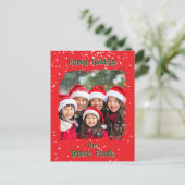 可愛いクリスマススノーファミリーフォト ポストカード (スタンド正面)