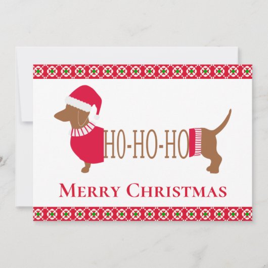 可愛いクリスマスダシュント犬 シーズンカード (正面)