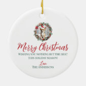 可愛いクリスマスチワワ犬の子犬サンタ帽子 セラミックオーナメント (裏面)