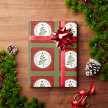 可愛いクリスマスツリーと赤い背景