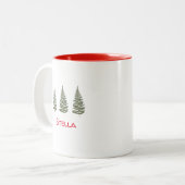 可愛いクリスマスツリーのシダの名前の二音のマグカップ ツートーンマグカップ (正面左)